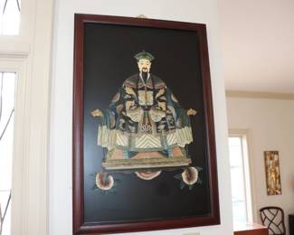 Chinese Carved Hardstone Relief Emperor & Empress Portraits