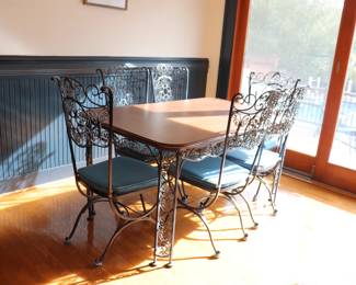 Woodard Wrought Iron Patio Set Vintage Table & Chairs 