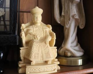 Carved Chinese empress statue & Chinese emperor statue