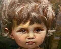 "Crying Boys" Original Oil on Canvas Close-Up