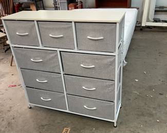 fabric drawers = dresser, chest and nightstand.   Full size adjustible bed frame and mattress