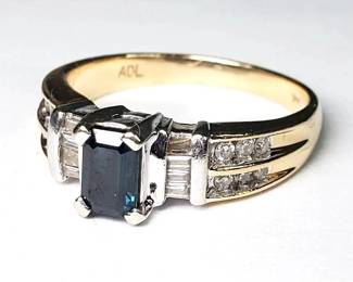 14k Gold Diamond and Gemstone Ring