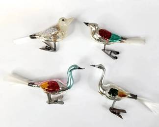 Vintage West German Hand Blown Glass Bird Clipons
