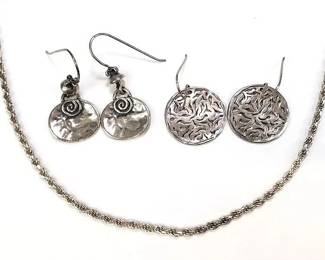Sterling Silver Necklace Earrings