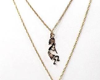 10K Kokopelli Charm Necklaces