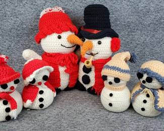Hand Made Crocheted Snowman and Family