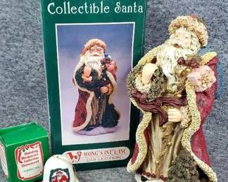 Vintage Old World Santa Figure, Porcelain Bell