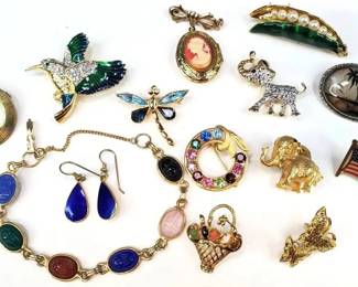 BroochesEnameled Brass, Novelty, Cameo Locket, Scarab Bracelet