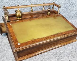 Vintage Brooks Brothers Writing Box with Ink Well Pen Holder