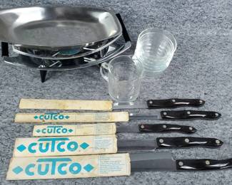 Cutco Chefs Cutlery, Pyrex Ramekins  Measuring Cup, Chafing Dish