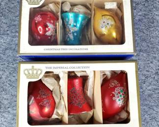 Vintage Sears Imperial West German Glass Bell Teardrop Ornaments