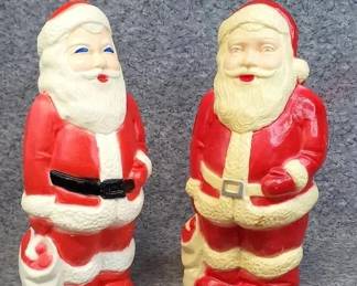 2 Vintage Blow Mold Santas