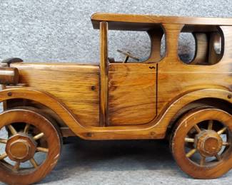 Large Solid Wood Hand Crafted Ford Classic Car