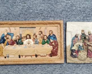 Ceramic Last Supper, and Resin 3D Nativity Scene Wall Decor