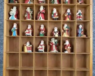 Shadow Box Display with Santa Claus Figurines
