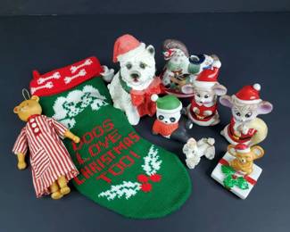 Animal Lovers Christmas Figurines, Stocking, Decor