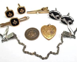 Cufflinks, Tie ClipsMasonic Freemasons, Collar Clips, Locket