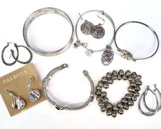 Silver Tone Bracelets Earrings