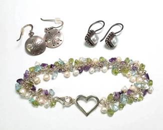 Sterling Rings and Gemstone Bracelet