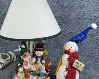 Snow Family Lamp, Snowman Figurine