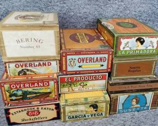 11 Vintage Cigar Boxes and Matchbook Collection