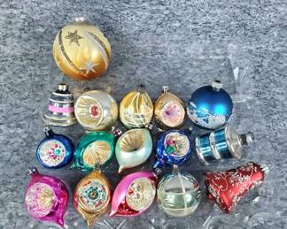 Vintage Glass OrnamentsPoland, West GermanyIndent, Bell, Balls