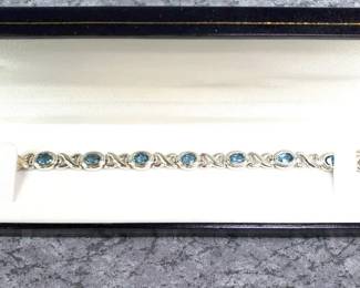 Silver Blue Topaz Hugs and Kisses Bracelet