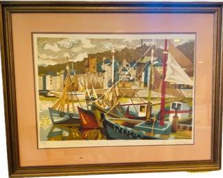 Signed "Leon Char" Artist's Proof Lithograph - Signed Lower Right & "E.A" Lower Left - Framed & Matted