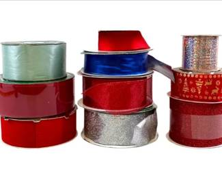 Collection Of Holiday Ribbons - Most Spools New & Never Used