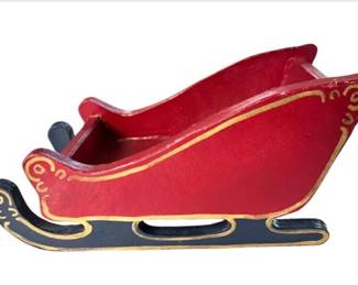 Vintage Wooden Hand Painted Christmas Sleigh
