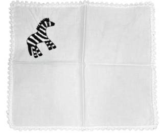Hand Embroidered Bread Basket Liner - Heavy Gauge Cotton With Zebra Embroidery