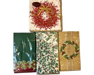 New! Christmas Hand Towels & Napkins -signed "Caspari, Ideal Home, & More"
