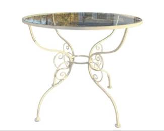 Small Wrought Iron Side Table With Glass Top