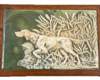 Men's Bureau "Valet" Featuring Incolay Stone Lid With Long Haired Pointer, Velvet Interior, & Mahogany Box