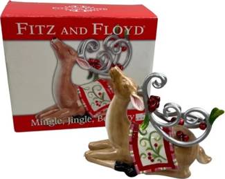 Fitz & Floyd Porcelain Reindeer - Appears New & Unused - With Original Box & Packaging