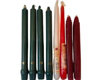New! Unused! Assorted Taper Candles Including Cape Cod, Handmade Bees-Wax, & Old Harbor