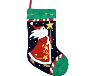 Hook Stitched Christmas Stocking With Velveteen Backing