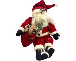 Santa In Corduroy Suit With Toy Satchel - Approx 21" In Length