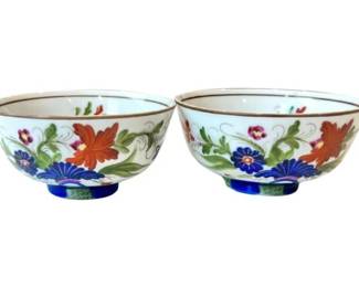 Porcelain Imari Style Bowls - Signed "Country Festival"