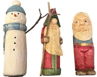 Hand Carved Christmas Figures - Signed "DJT"