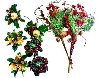 Faux Floral Christmas Decor, Candle Bobeches, & Greenery