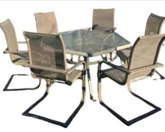 Outdoor Table With Plexiglass Top And 6 Chairs