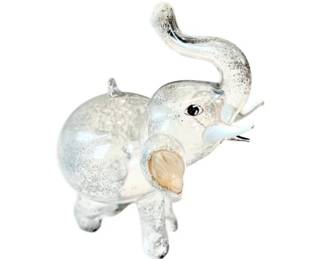 Hand Blown Glass Elephant Christmas Ornament With Hand Painted Details