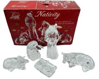 Cristal D'Arques France Nativity Crystal Five Piece Set With Box