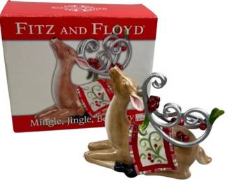 Fitz & Floyd Porcelain Reindeer - Appears New & Unused - With Original Box & Packaging