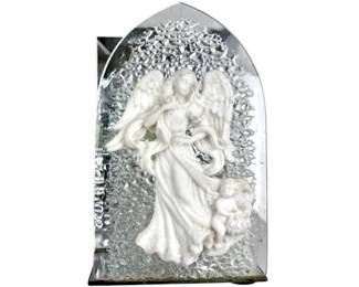 Glass & Mirrored Christmas Votive Candle Holder With Angel Design