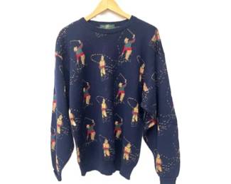 Vintage Orvis Fly Fishing Men's Size L Blue Cotton Pullover Sweater