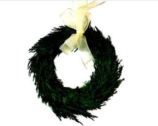 Faux Evergreen Small Christmas Wreath With Gold Ribbon