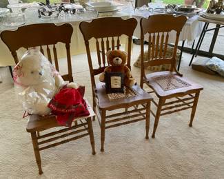 Antique cane chairs, set, are needing some love