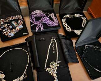 Sterling and stone necklaces, many signed